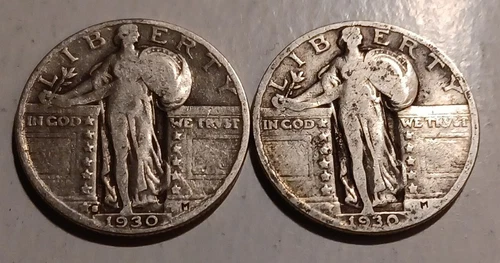 1930-P  1930 S STANDING LIBERTY QUARTERs*  silver ORIGINAL ,lot of two coins