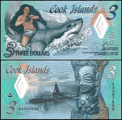 Cook Islands 3 Dollars, 2021 ND, P-11, UNC, Polymer