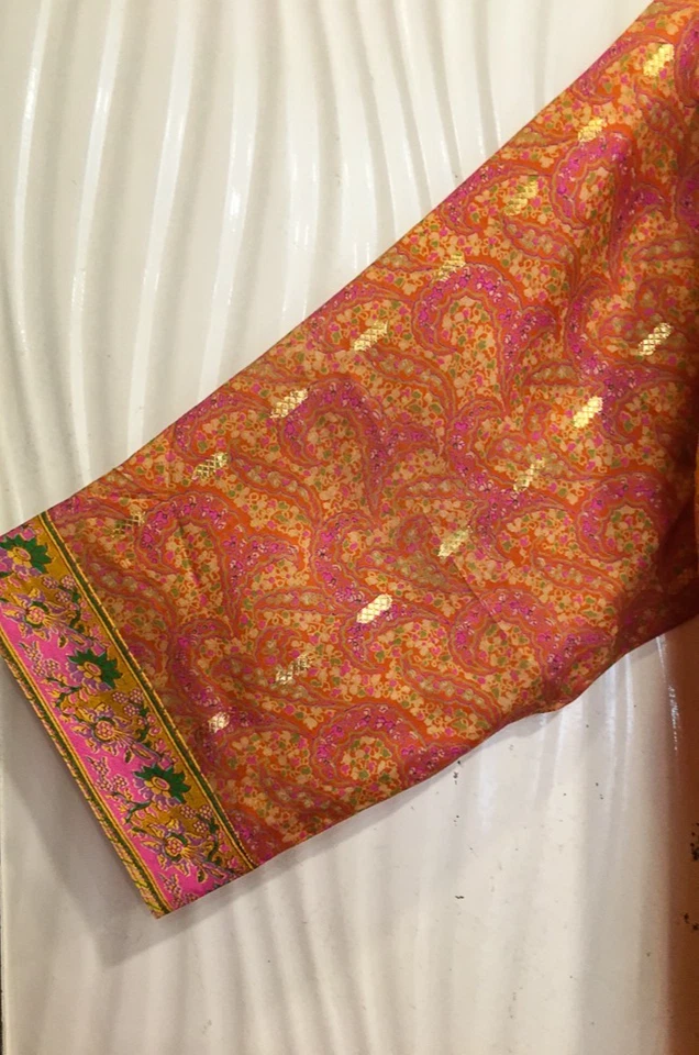 Jaqueta cardigã curta de seda pura quimono espanador capa roupão solto amarelo KMS3750 - Imagem 4 de 4