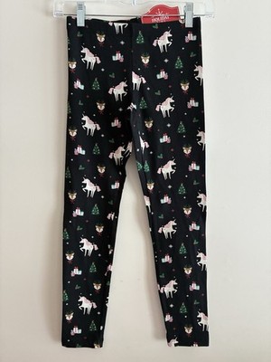 Holiday Time Kid Girl Christmas Holiday Cotton Full Length Leggings Black Soot M
