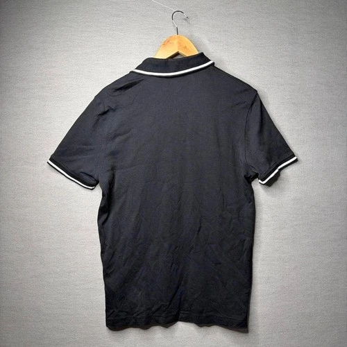 Tommy Hilfiger Polo Shirt Black Striped Trim Short Sleeve M image 2