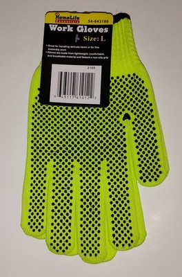 Home Life Essentials Work Gloves High Visibility Non-Slip  100% polyester Large 