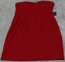 Forever 21 Shirt Length Mini Dress Women's Medium Red Strapless Back Zip Casual