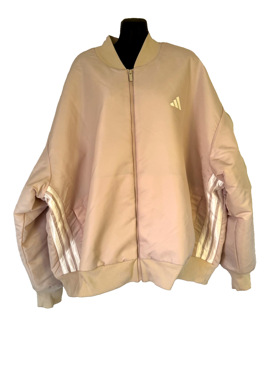 ADIDAS MEN'S 2XL STADIUM BOMBER JACKET NWT CRYSTAL LINEN LOOSE FIT