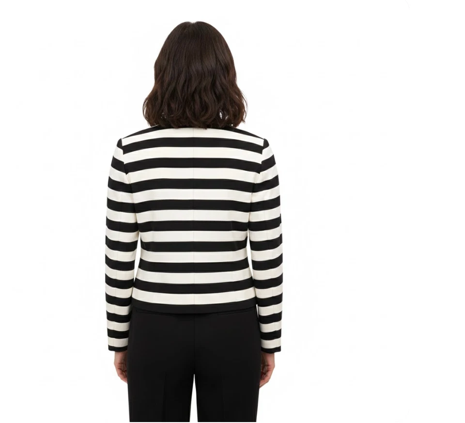 Jones New York Black & White Striped Blazer Vintage 80's/90's Probably Unworn 12 - Image 2 of 4