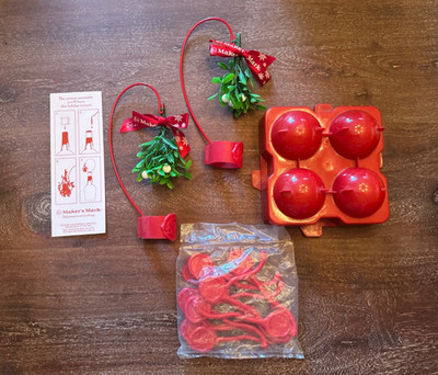 LOT of Makers Mark Ambassador Annual Holiday Gifts ice cube swizzle sticks decor