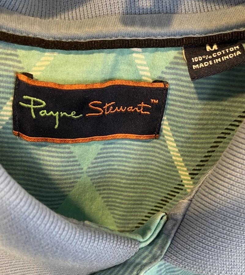 Camisa polo de golf Payne Stewart para hombre grande azul y verde diamante manga corta Foto 2 de 4