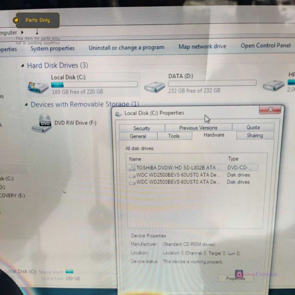 HP PAVILION HDX9200 CORE 2 DUO 4GB RAM NVIDIA GEFORCE 8800M GTS COMPUTER LAPTOP - Image 4 of 4