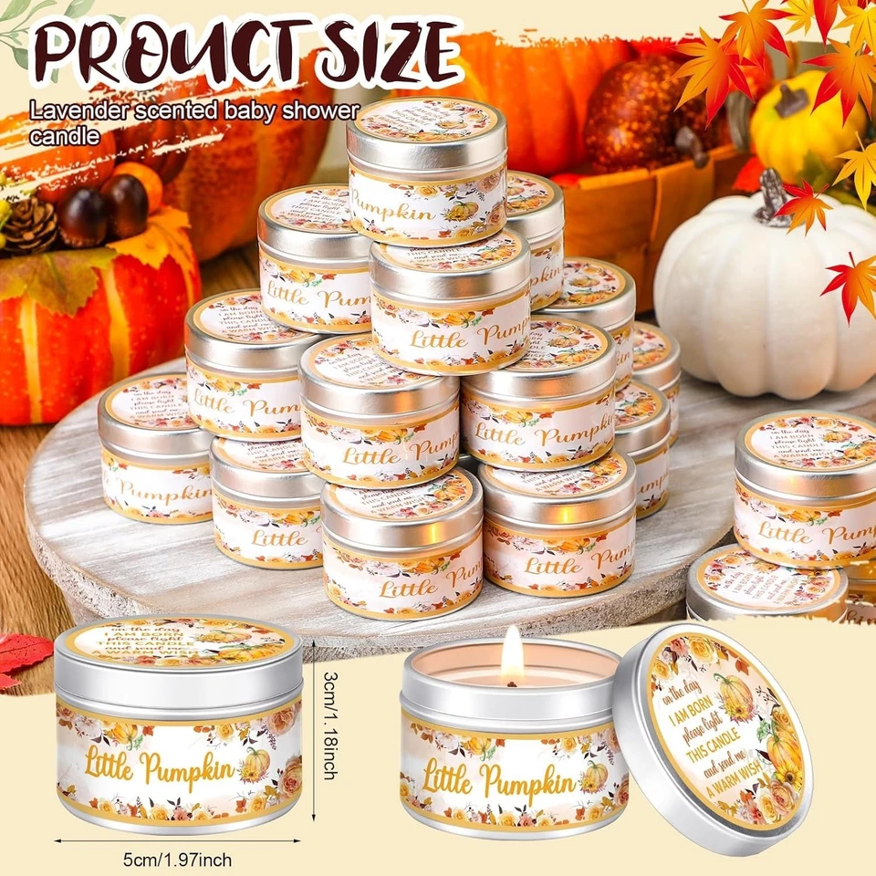 24套薰衣草香味南瓜派对蜡烛-适合双性别揭示 — 第 4/4 张图片