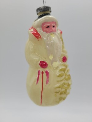 Vtg Figural Santa Glass Christmas Ornament Old 4'' H.  Some Paint Chips READ