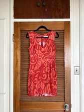VINTAGE HAWAIIAN ALOHA DRESS - IOLANI - RED-ORANGE - MUUMUU - S - 18 x 31.5
