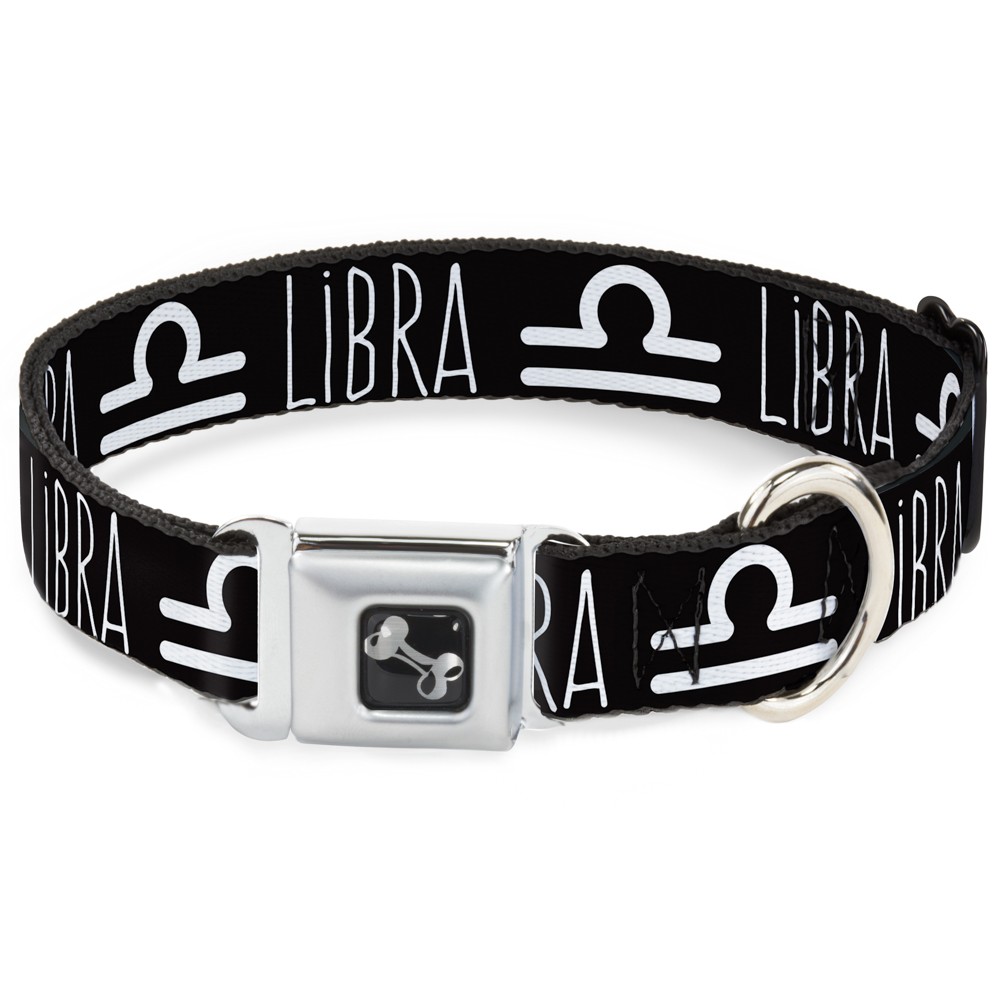 Dog Collar Bone Zodiac LIBRA/Symbol Black/White Medium 11-16.5"