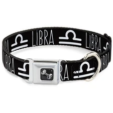 Dog Collar Bone Zodiac LIBRA/Symbol Black/White Medium 11-16.5"