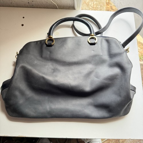 Gold Pfeil Black Leather Bag Made In Germany - Picture 2 of 4