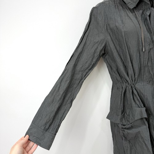 Eileen Fisher Jacke S grau Crinkle Cinch Taille verstellbar versteckter Knopf - Bild 10 von 17