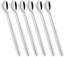Set of 6 Extra Long Stainless Steel Spoons 9 Inch Ergonomic Design