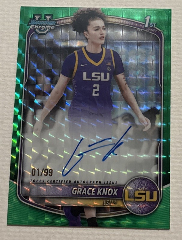 2025-26 Bowman/Chrome Prospect Auto Grace Knox #CPA-GK Green Geometric-#1/99- RC
