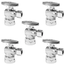 5-PCs Angle Stop Valve, 1/2 FIP X 3/8 OD Compression, 1/4 Turn Shut Off Valve...