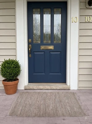 Tapis D’Intérieur En Cuir Fait Main 60-100 cm, Rayé Vertical - Photo 1/4