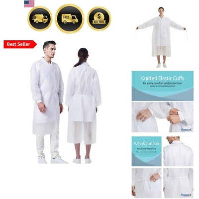 White 20 Pack Disposable Breathable Polypropylene Isolation Gown with Elastic...