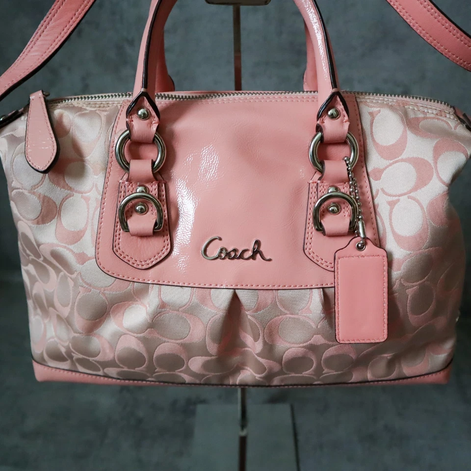 Coach Y2K Signature Ashley Sateen Satchel Shoulder Bag hand bag Pink F15443 - Image 2 of 4