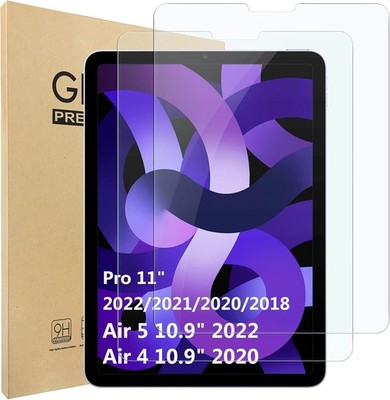 2-Pack Screen Protector Tempered Glass for iPad Air 5/Air 4/iPad Pro 11''