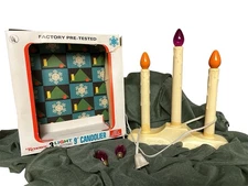 Vintage Renown 3-Light C7 Christmas Candolier 9” w/Box & Original Bulbs MCM