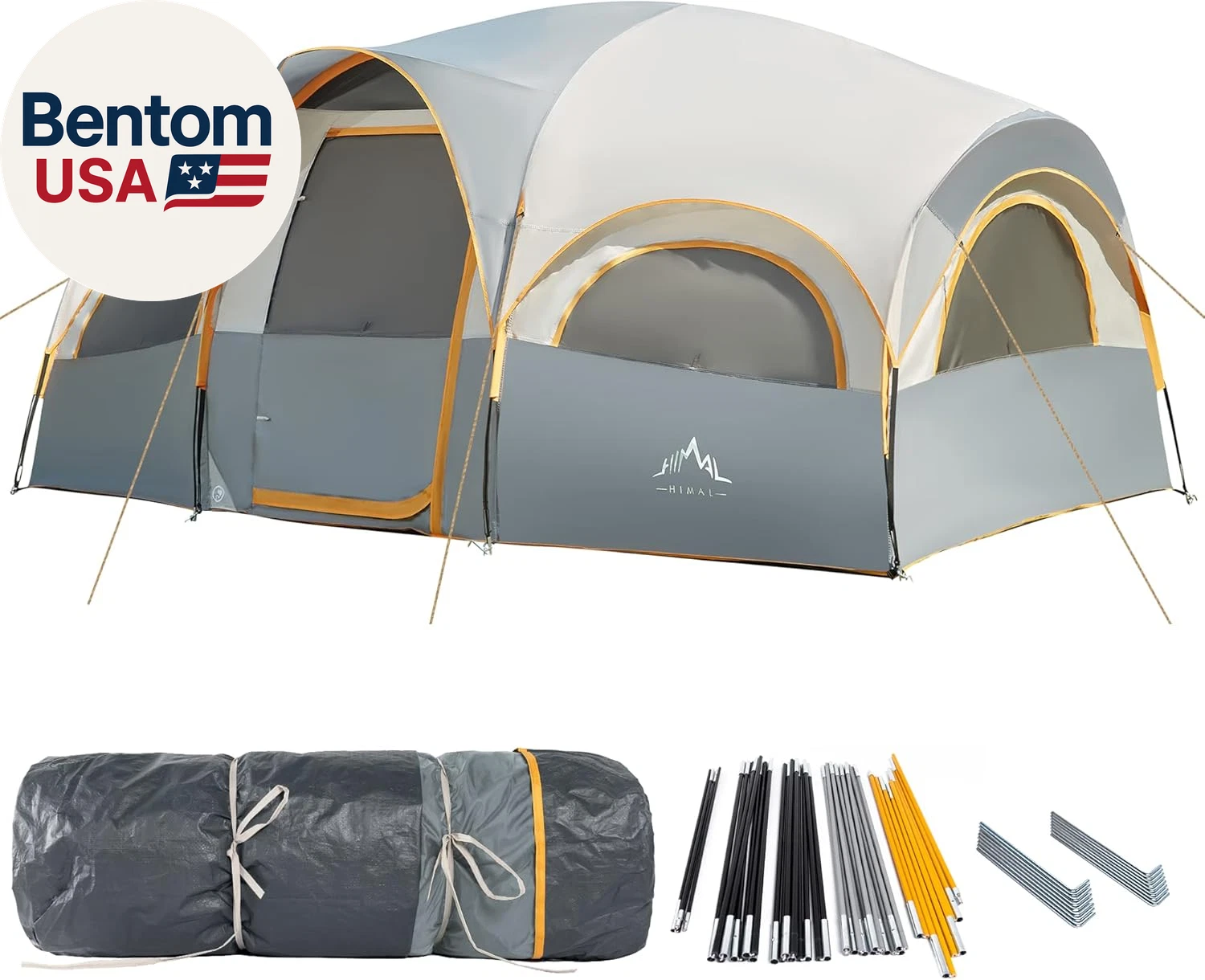 8 Person Tent for Camping, Waterproof Windproof Family Tent with Rainfly, Divide