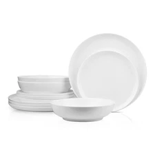 Gabrielle Bone China Dinnerware Set, 12-Piece Service for 4, Solid White
