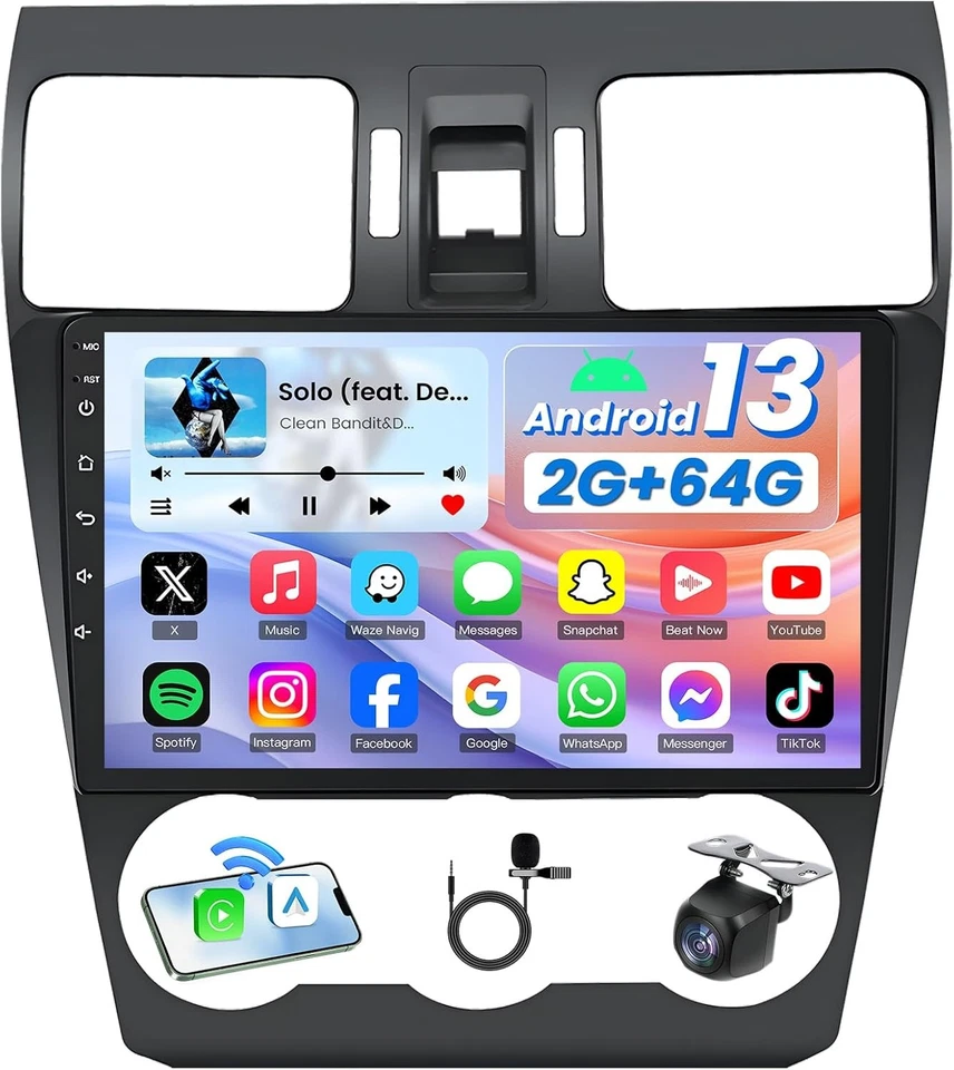 For Subaru Forester Impreza 2012-2014 Apple CarPlay Android Car Stereo Radio 64G - Imagem 2 de 4