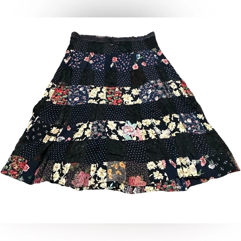 Terrapin Gonna Corta Patchwork Hippy – Vita Elasticizzata, Taglia Unica (61-101 Cm) – Fatta A Mano A Bali