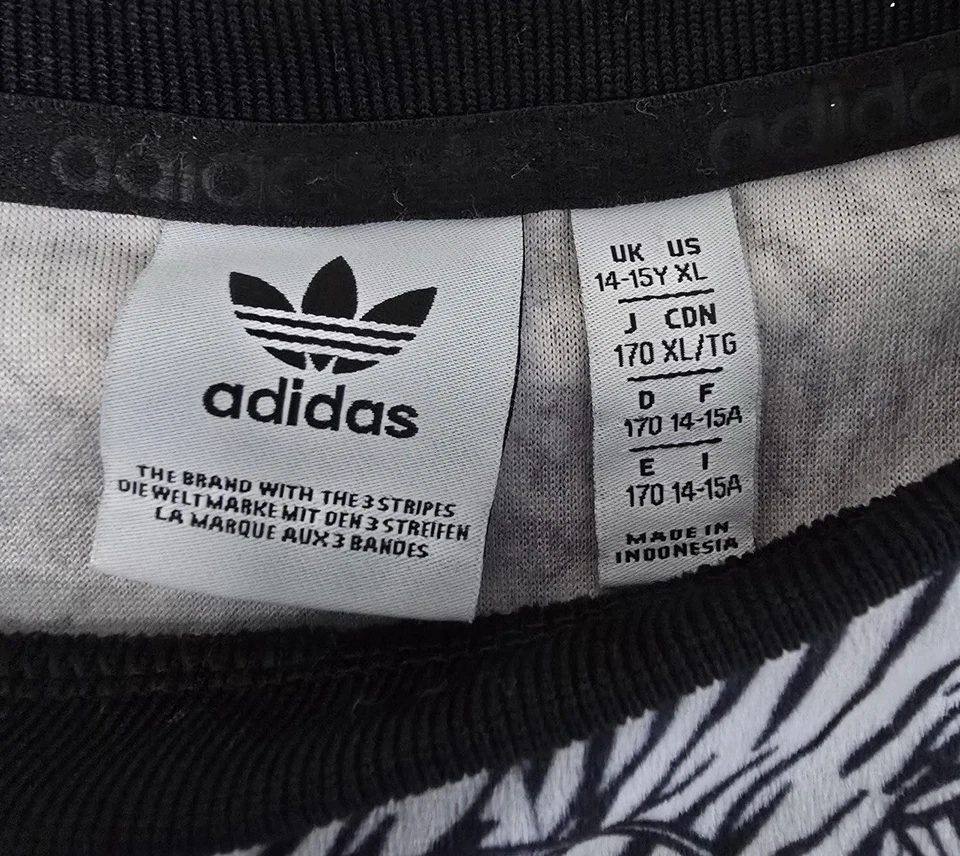 Adidas Originals Sweatshirt Youth Girls XL 14-15 Black Zebra Print Velour - Image 4 of 4