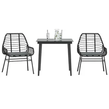 Garden Dining Set Black, Dark Grey
