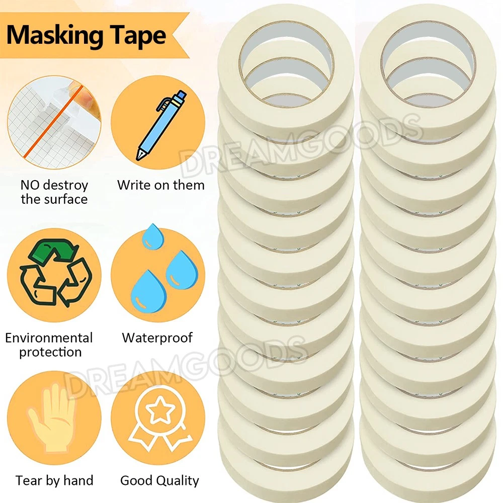 Bulk Sale Masking Tape Painting Crepe Paper 24mm 50m Housing Tools DIY painter