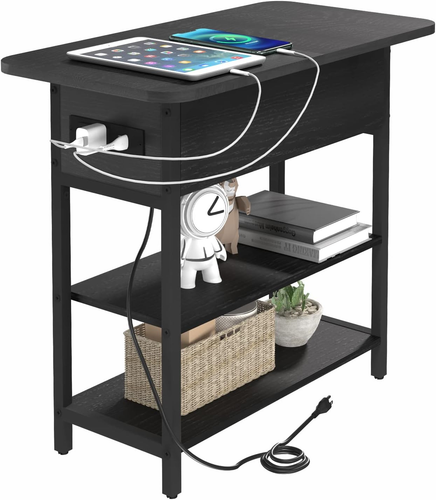 End Table with Charging Station, Flip Top Side Table with USB Ports and Outlets, - Picture 12 of 12