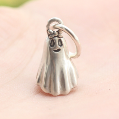Halloween Spooky Ghost 3D 925 Solid Sterling Silver Charm MADE IN USA - Foto 2