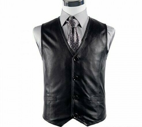 Gilet da uomo nero in vera pelle di pecora - Foto 1 di 5