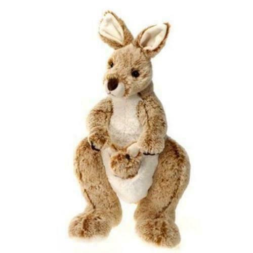 stuffed kangaroo with baby in pouch