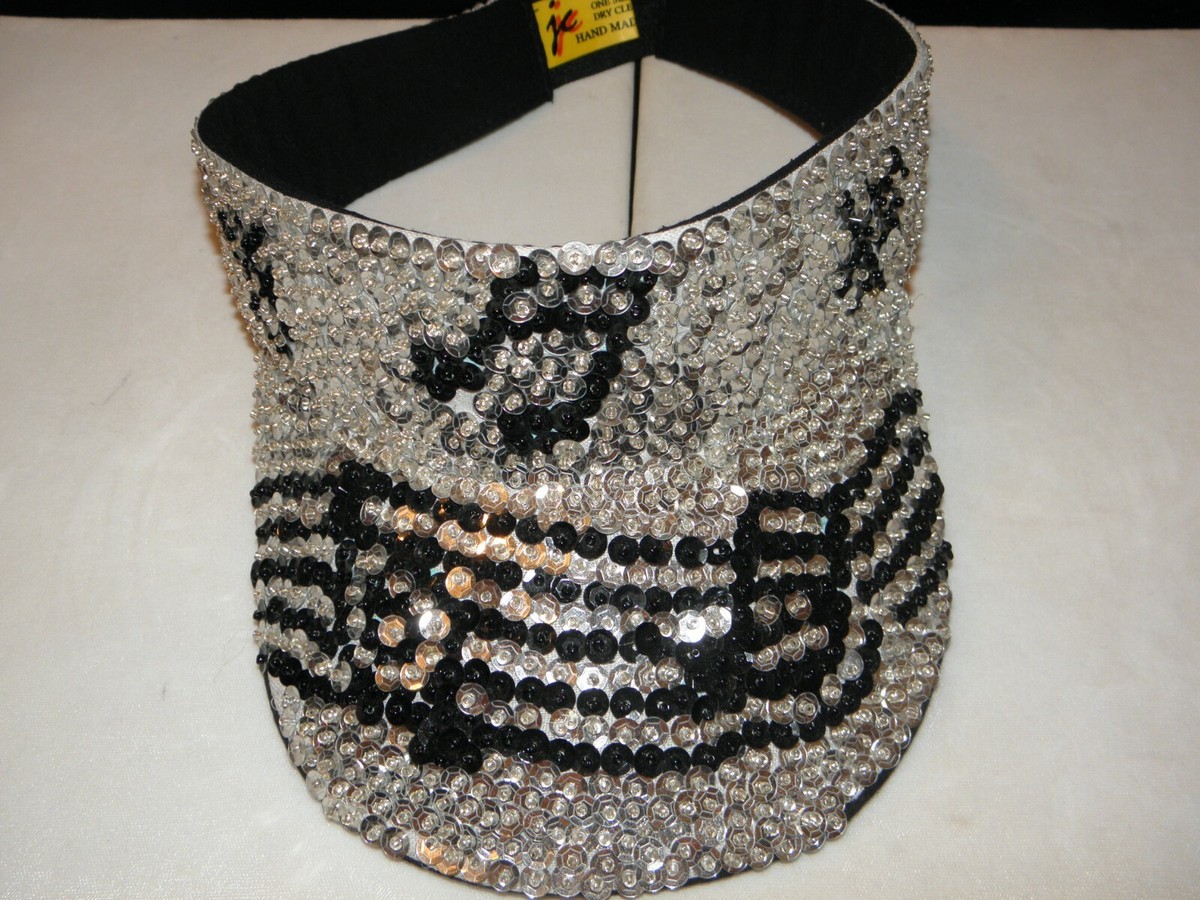 NWT silver sequin visor SILVER SEQUIN VISOR MUSIC NOTES JAZZ ROCK BAND ORCHESTRA  main image 2