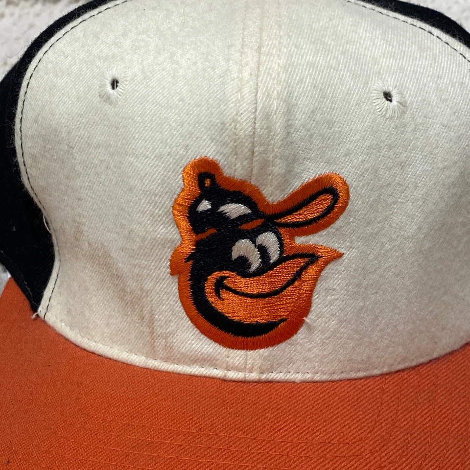 Vintage Twins Baltimore Orioles Hat Cap Fitted 7 White Orange Black Wool 70s 80s - Image 2 of 4