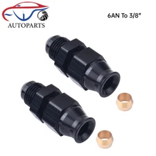 6AN To 3/8" Tube Hardline Fuel Line Adapter Fitting Tubing compression AN6 2PCS
