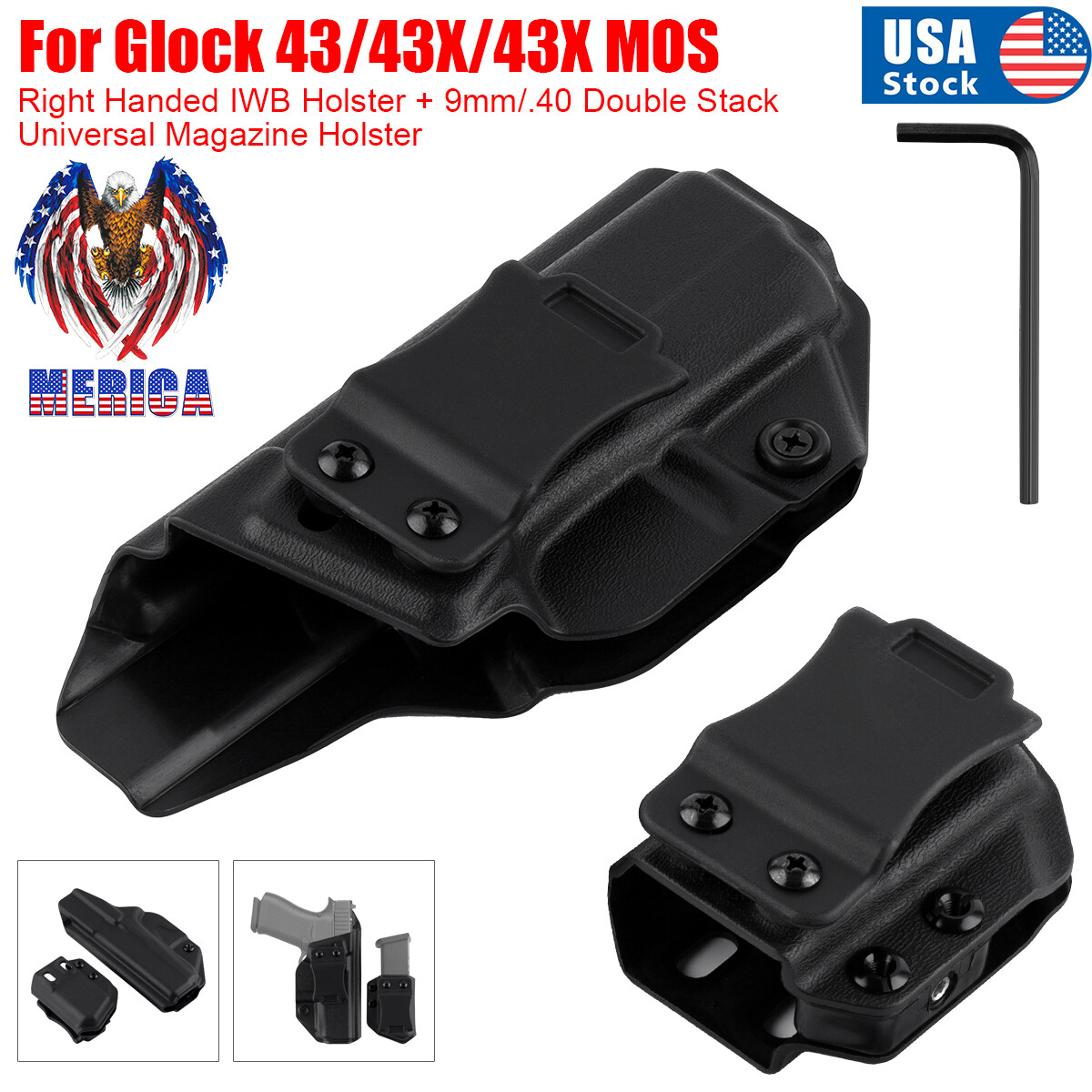 Tactical Scorpion Gear IWB Polymer Holster Right Hand -Fits Glock 43/43X/43X MOS