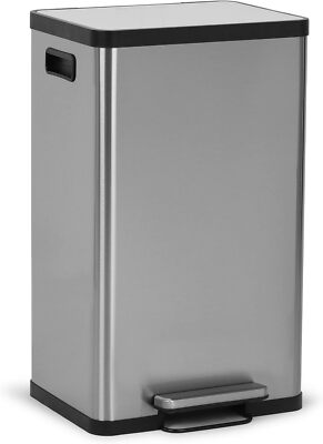 SIMPLI-MAGIC 50 Liter / 13.2 Gallon Soft-Close, Smudge Resistant Trash Silver 