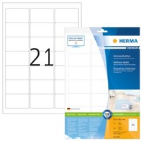 Herma 8632 Adressetiketten Premium A4 63,5X38,1 Mm Weiß Papier Matt 210 St.