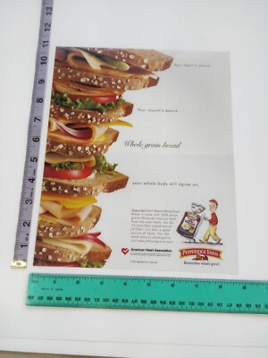 1-page Clipping- very tall leaning sandwich photo Pepperidge Farm Bread Print Ad