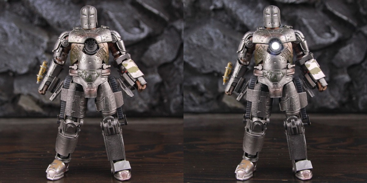 action figure Marvel IRON MAN Mark I MK1 LED light ZD Toys action figure Marvel IRON MAN Mark I MK1 LED light ZD Toys