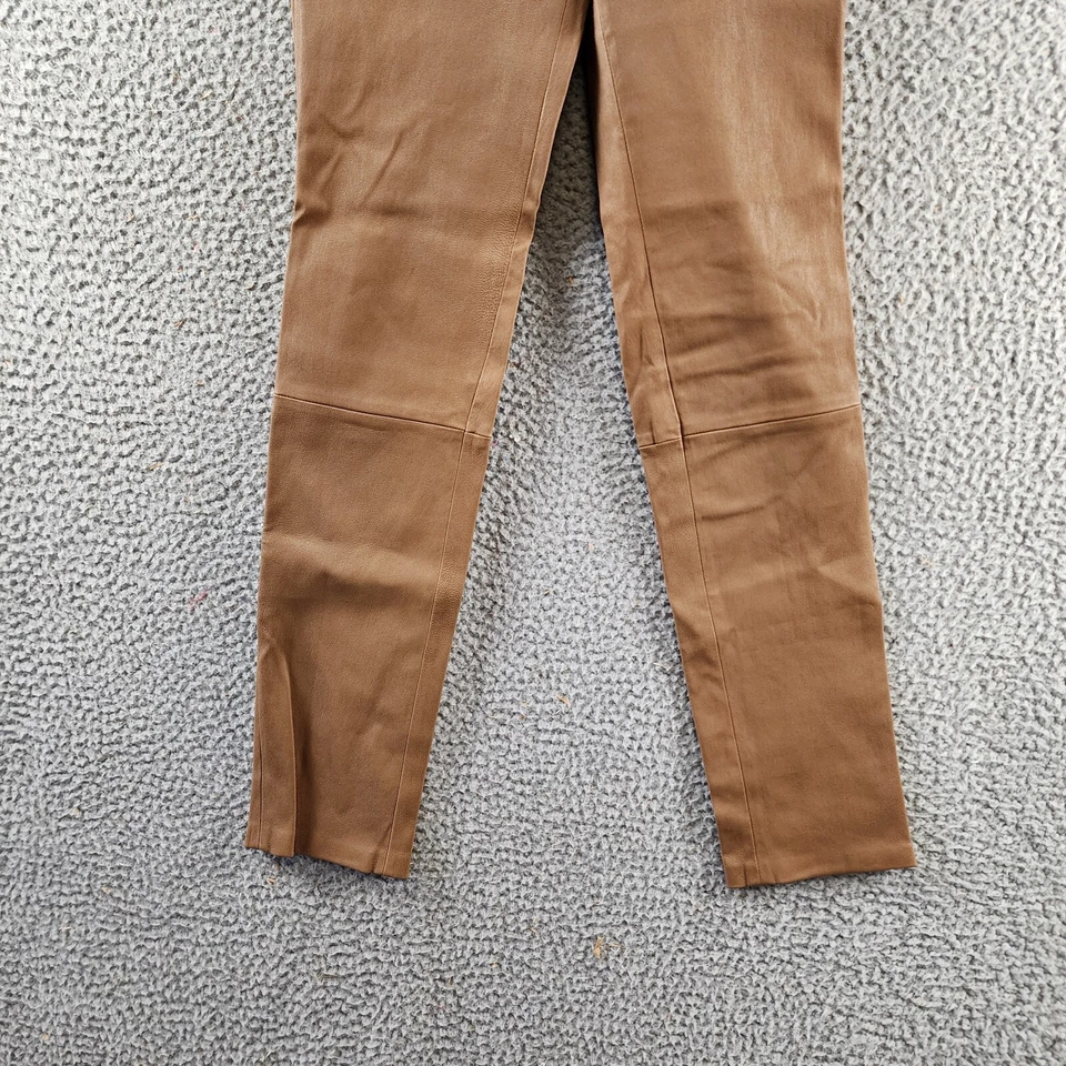 Leggings Theory Cordero Cuero Yugo Cintura Para Mujer 0 Arcilla Cierre Lateral Lateral Sólido Cremallera Foto 3 de 4