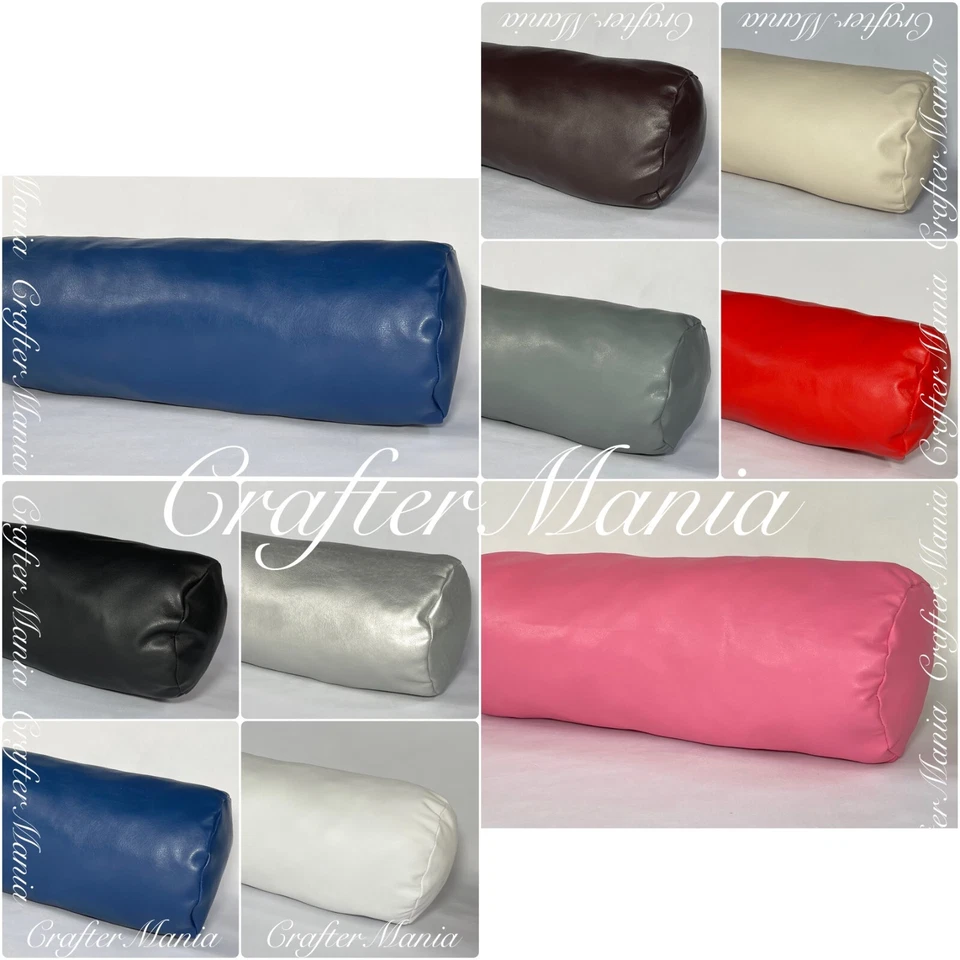 Semi Pu Leather Bolster Cushion Roll Cylinder Decorative Bed Sofa Pillowcase - Image 1 of 4