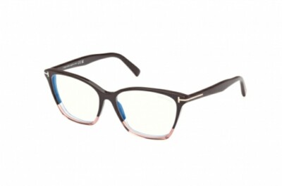 Tom Ford FT5949-B 050 Light Brown Gradient Blue Block Demo Lens 56 mm Eyeglasses