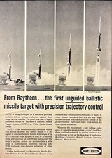 Raytheon Unguided Ballistic Missile Target Bedford MA Vintage Print Ad 1966